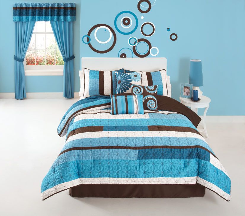 Bed Ink Choppy Blue Queen Comforter Set