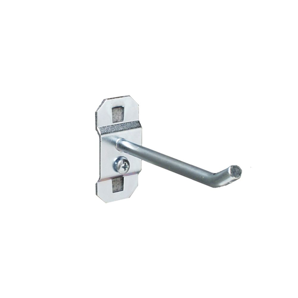 LocHook 4 In. Single Rod 30 Degree Bend 3/16 In. Dia. Zinc Plated Steel Pegboard Hook for LocBoard, 5 Pack