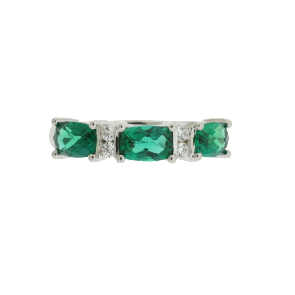 Three Beautiful Lab Created Emerald Cushion Cut Stones Band Set in Sterling Silver at Sears.com