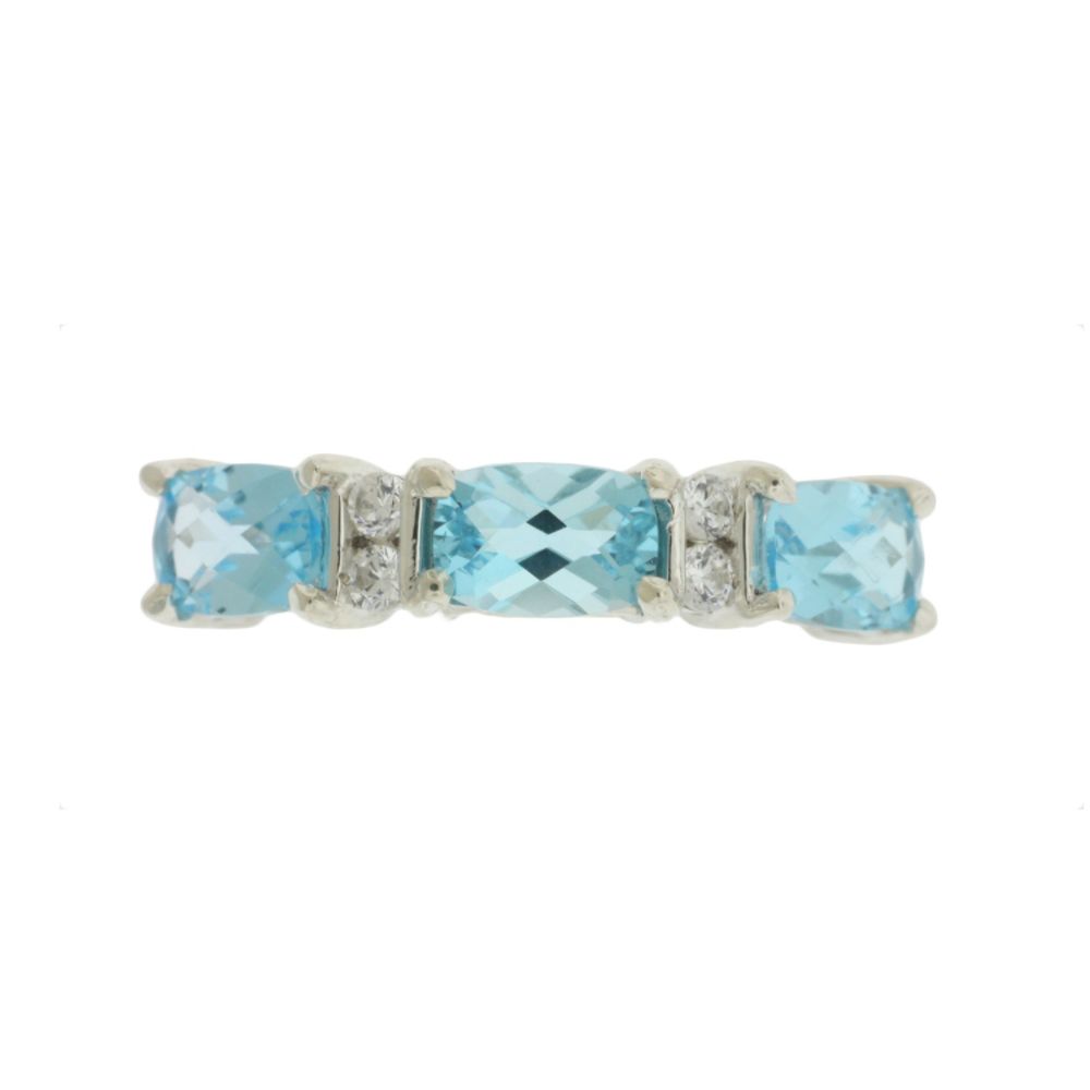 Three Beautiful Blue Topaz Cushion Cut Stones Band Set in Sterling Silver at Sears.com