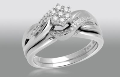 Ladies 0.15 cttw Sterling Silver Diamond Bridal Set at Sears.com