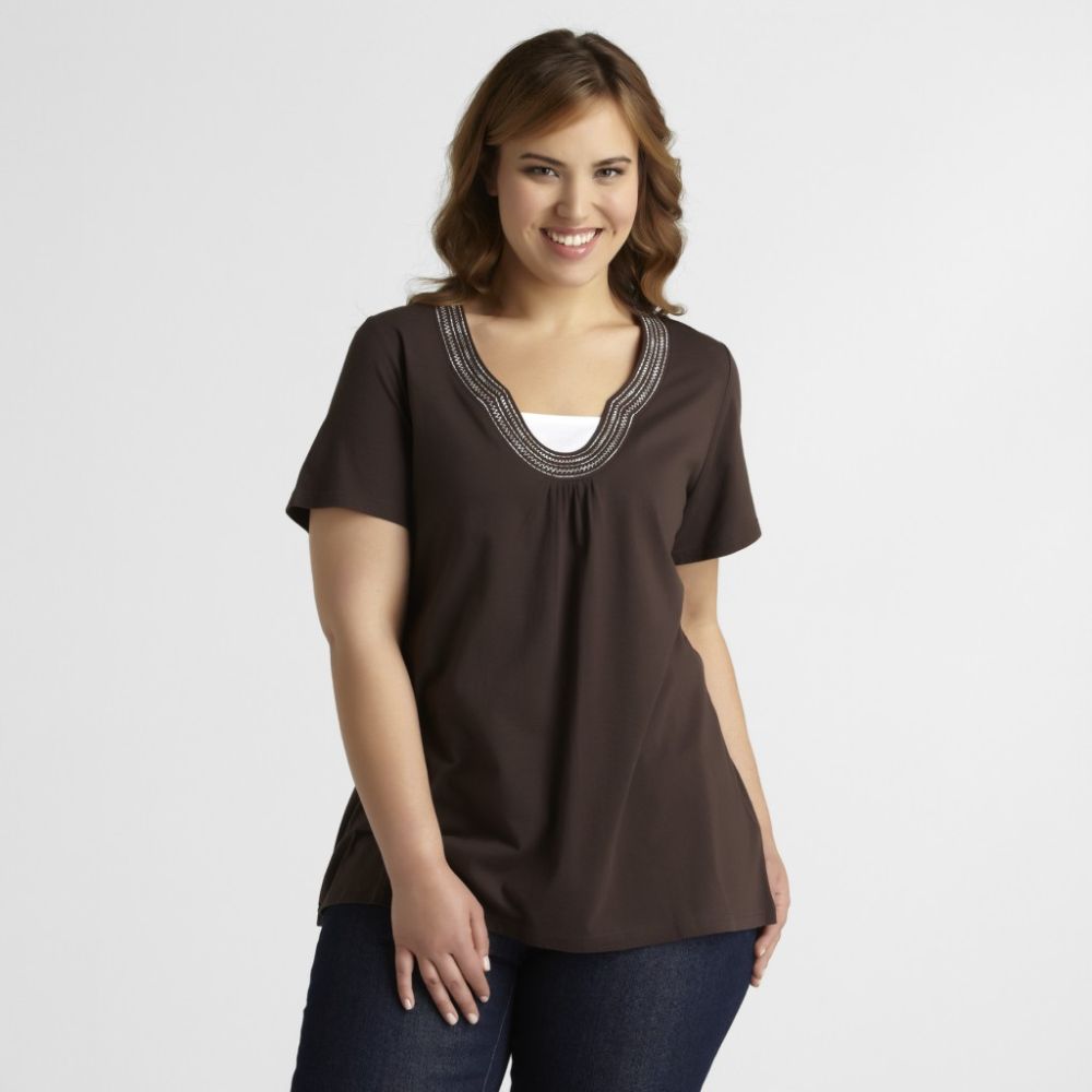 Basic Editions Women's Plus Peasant Top at Kmart.com