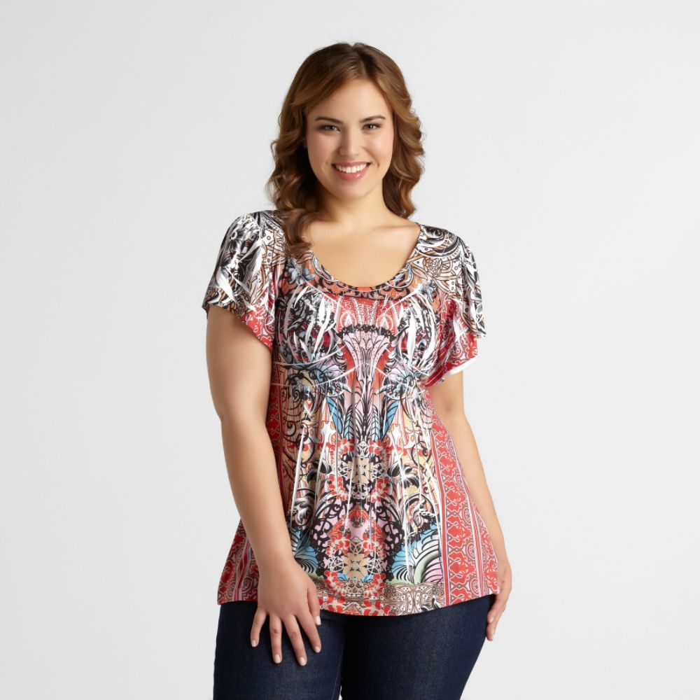 Live and Let Live Women's Plus Flutter Sleeve Top at Sears.com