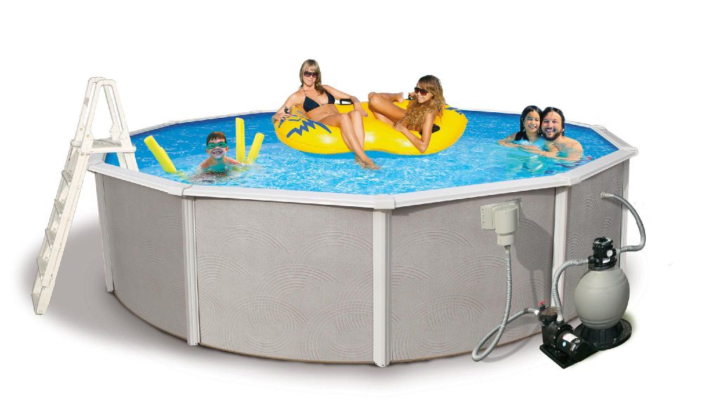 Swim Time Belize 24 ft Round 52" Deep 6-in Top Rail Swimming Pool Package at Kmart.com
