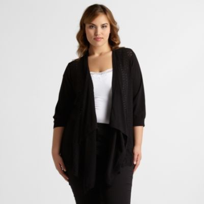 Beverly Drive Women's Plus Crochet Detail Cardigan at Sears.com