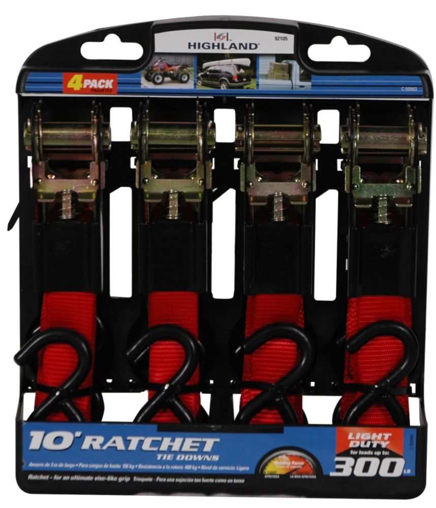 Highland 10' Ratchet Tie Downs 4 pack
