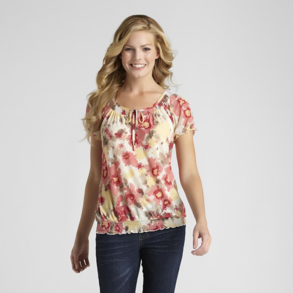 Covington Petite's Floral Tie-Front Peasant Top at Kmart.com