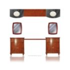 109" Double Basin Vanity In Warm Cherry Finish, Adjustable Makeup Table and Stool