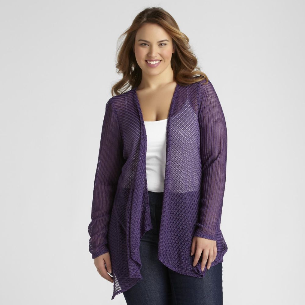 Aqua Blues Women's Plus Ear Mesh Cardigan at Sears.com