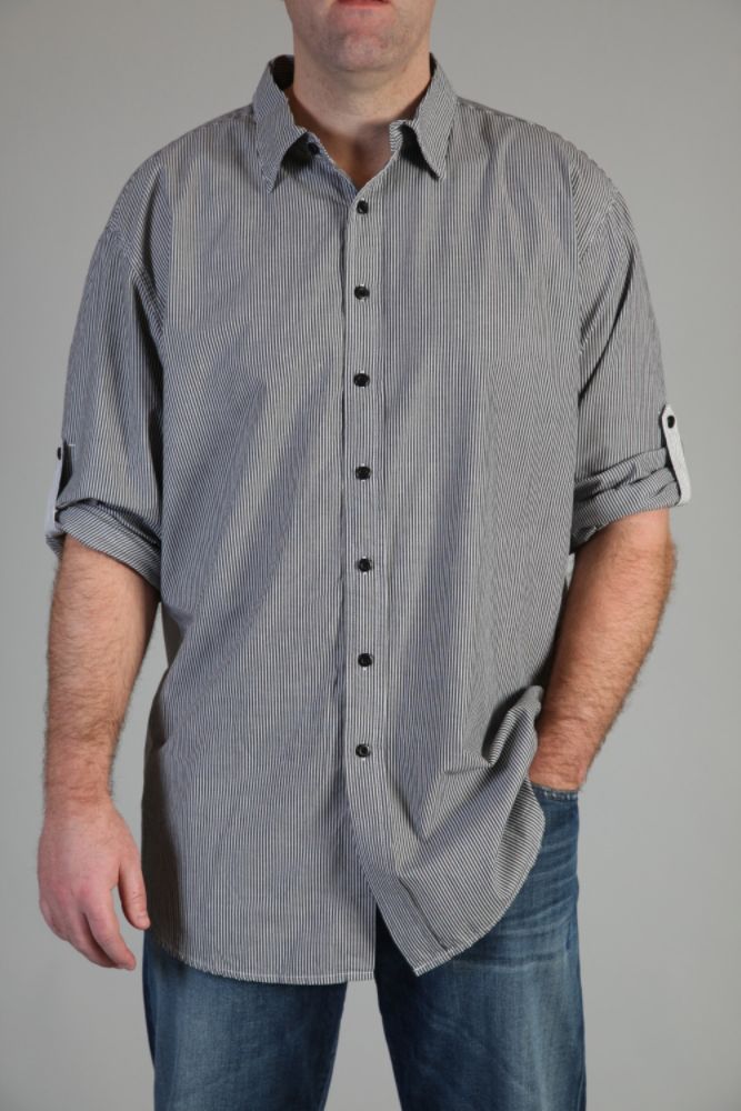 Legend One Men's Big & Tall Striped Tabbed Cuff Shirt