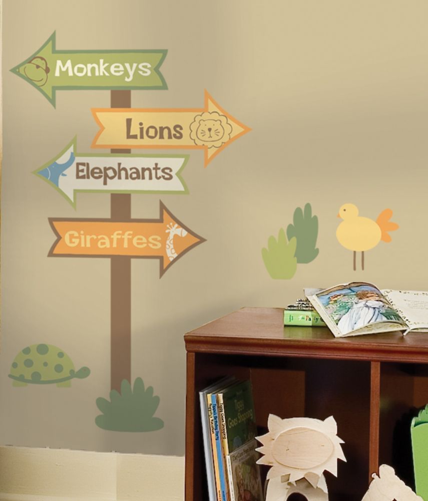 RoomMates&nbsp; Sapna Zoo Signs Peel & Stick Giant Wall Decal