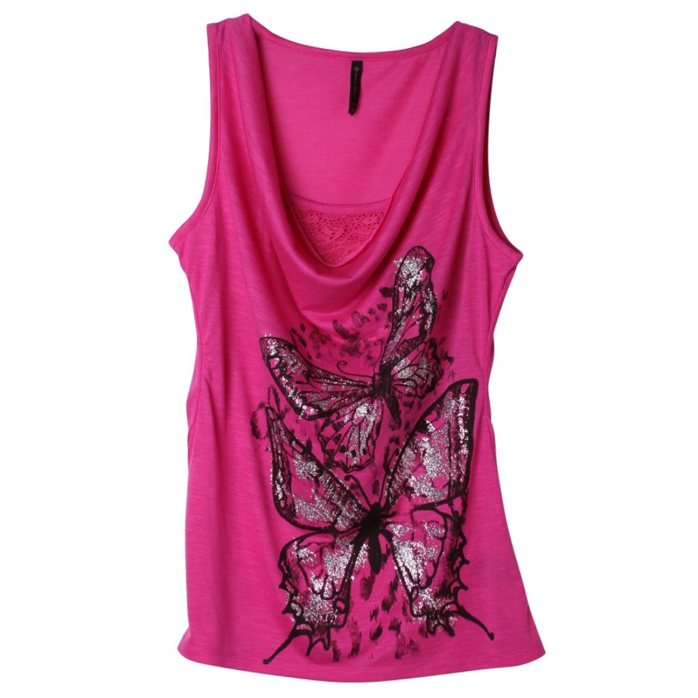 Junior’s Graphic Tee Drape Butterfly Sleeveless Pink at Kmart.com