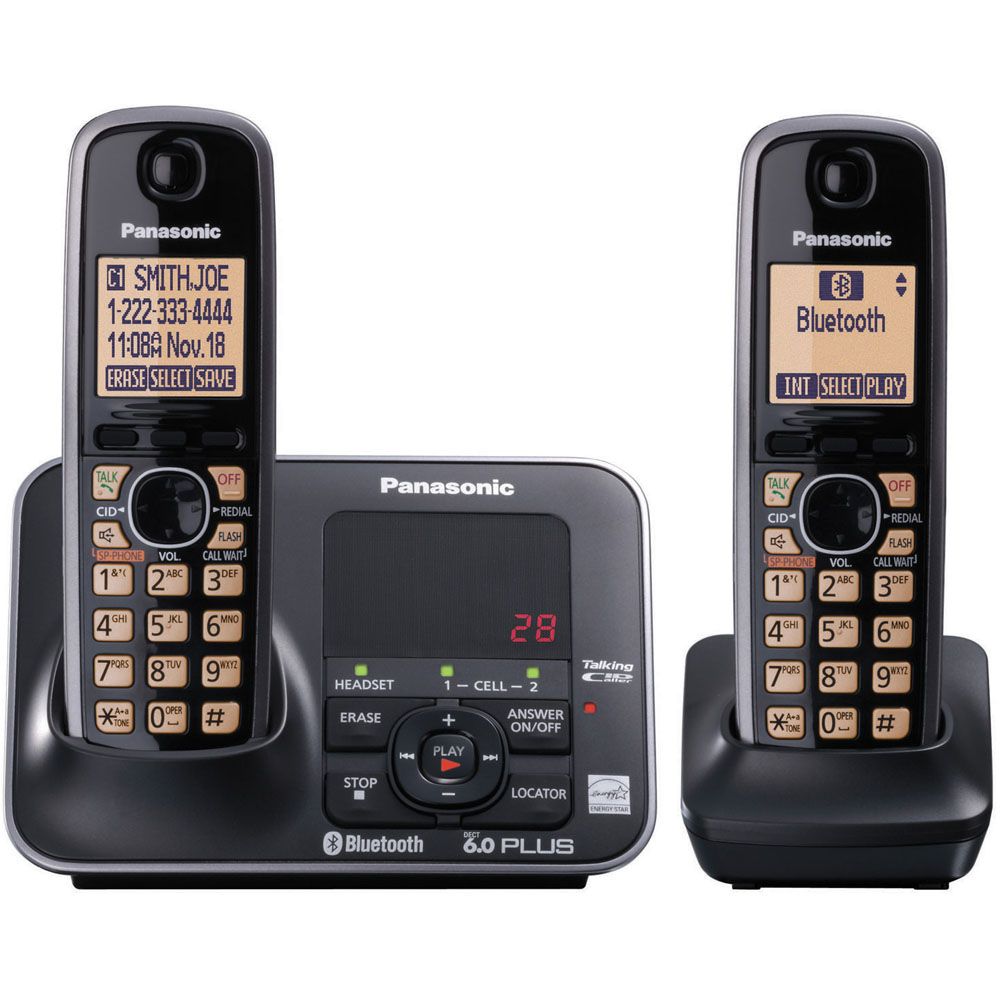 Panasonic KX-TG7622B Link-to-Cell Bluetooth Convergence Phone with 2 Handset at Sears.com