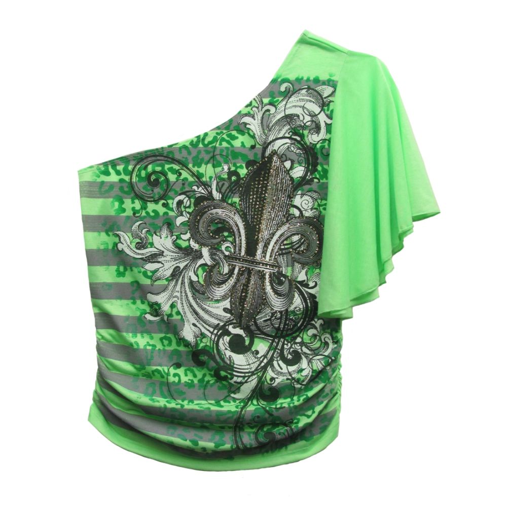 Junior’s Plus Top One Shoulder Blouse Neon Green at Kmart.com