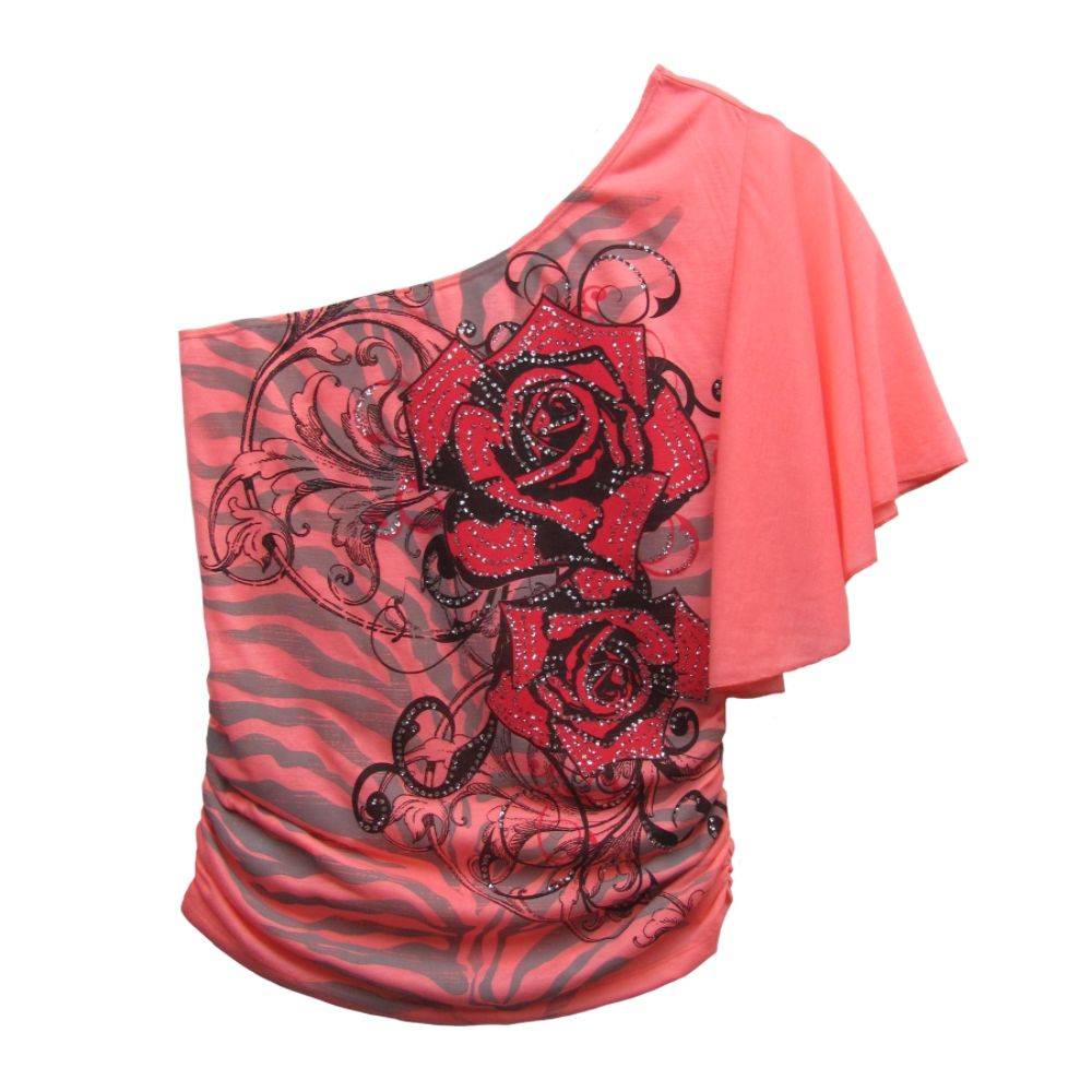 Junior’s Plus Top One Shoulder Blouse Neon Pink at Kmart.com