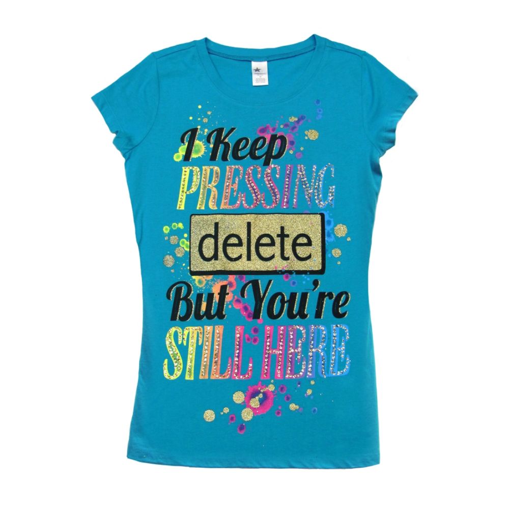 Junior’s Plus Graphic Tee “Keep Pressing Delete” Short Sleeves Blue at Kmart.com