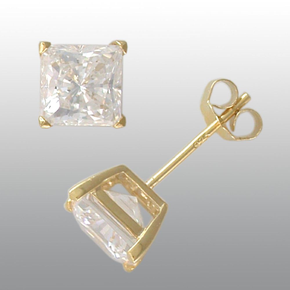 Vedere Le Stelle&trade; 14K Gold over Silver 7MM princess cut studs earrings at Sears.com