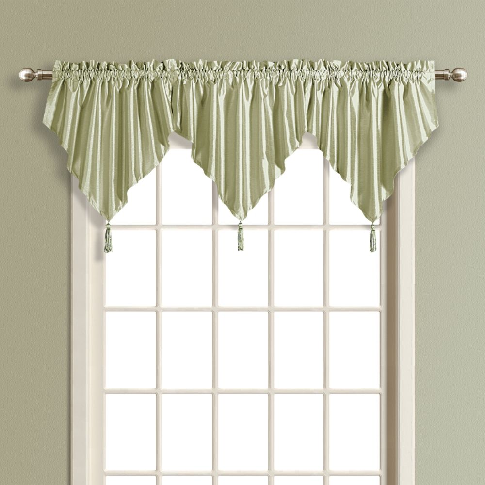 United Curtain Company Anna 42" X 24" faux silk ascot valance available in white, natural, sage, taupe, blue, gold, burgundy and chocolate at Sears.com