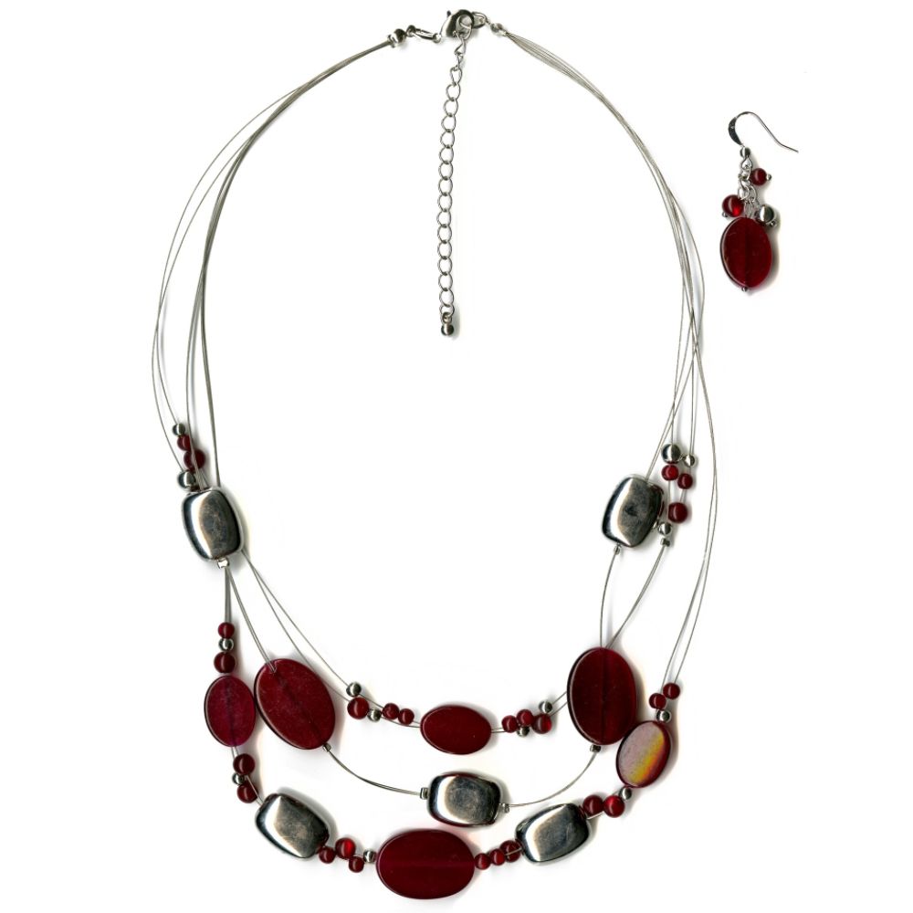 Jaclyn Smith Women’s Necklace/Earrings 3-Row Illusion Cat Eye at Kmart.com