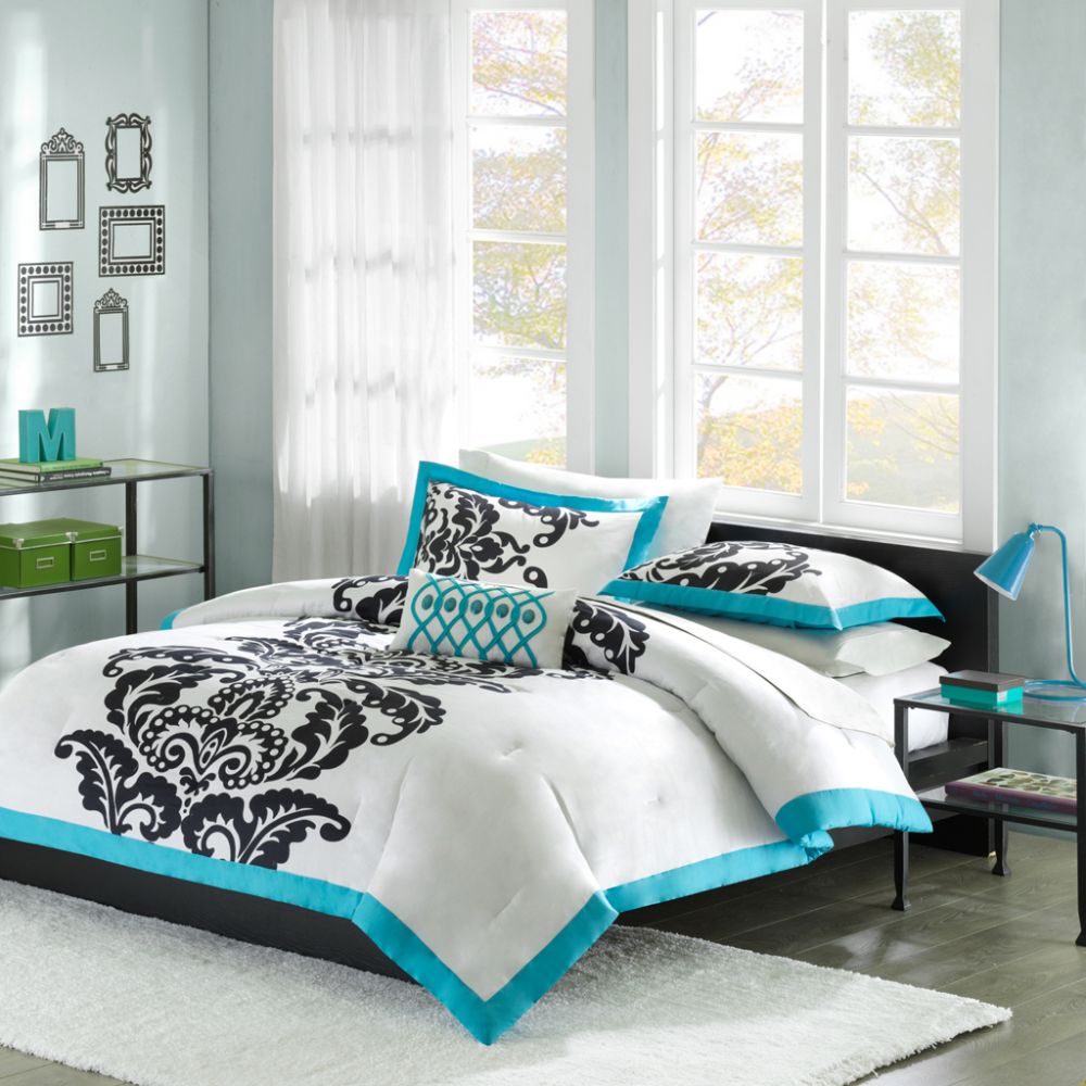 Mizone Santorini Teal/White Full/Queen  4pcs Comforter Set at Sears.com