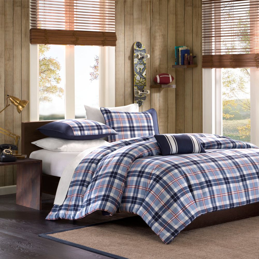 Mizone Alton Plaid Blue/Dark Blue Twin/Twin X-Long 3pcs Comforter Set at Sears.com