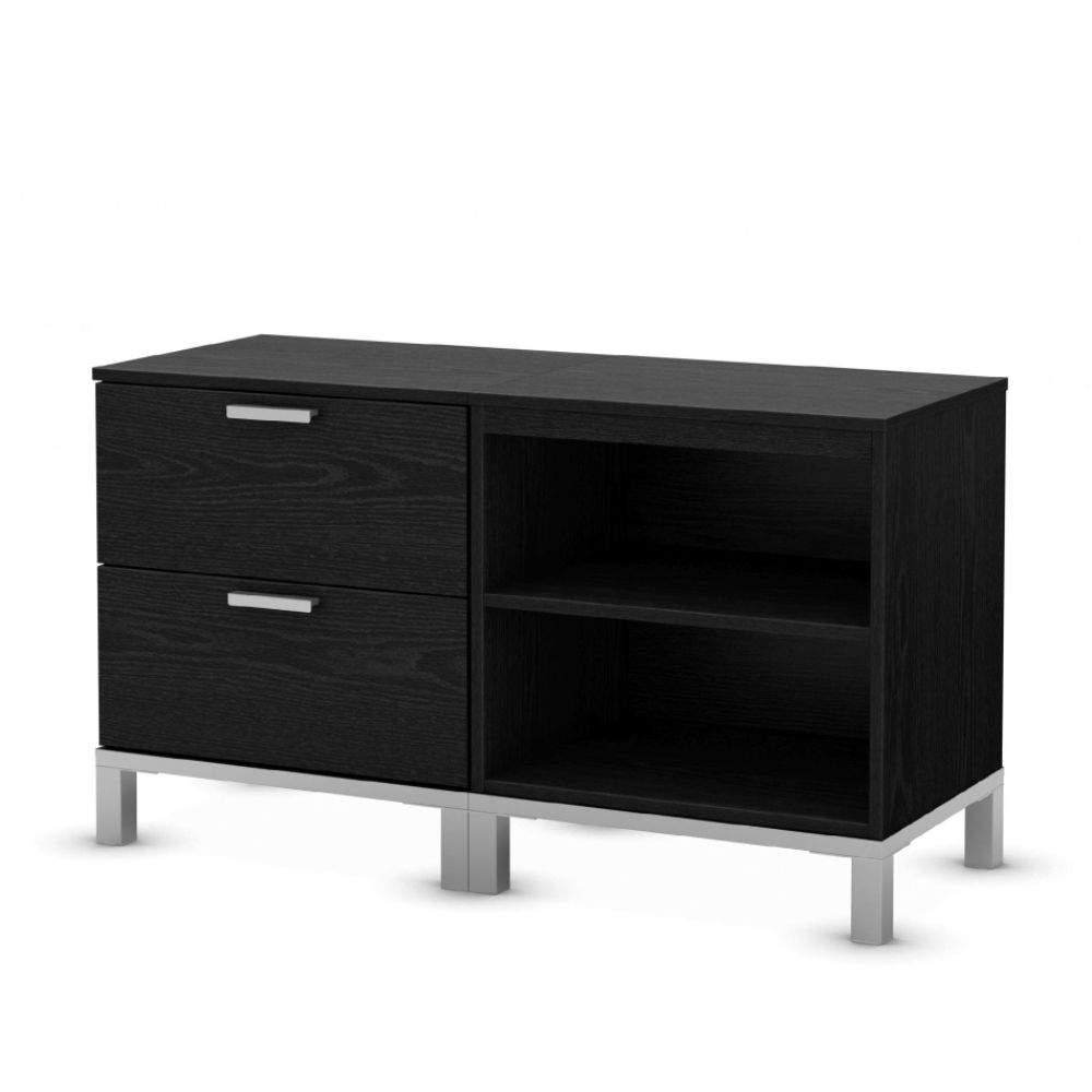 South Shore Flexible Collection 2 Drawer 2 Shelf Unit Black Oak