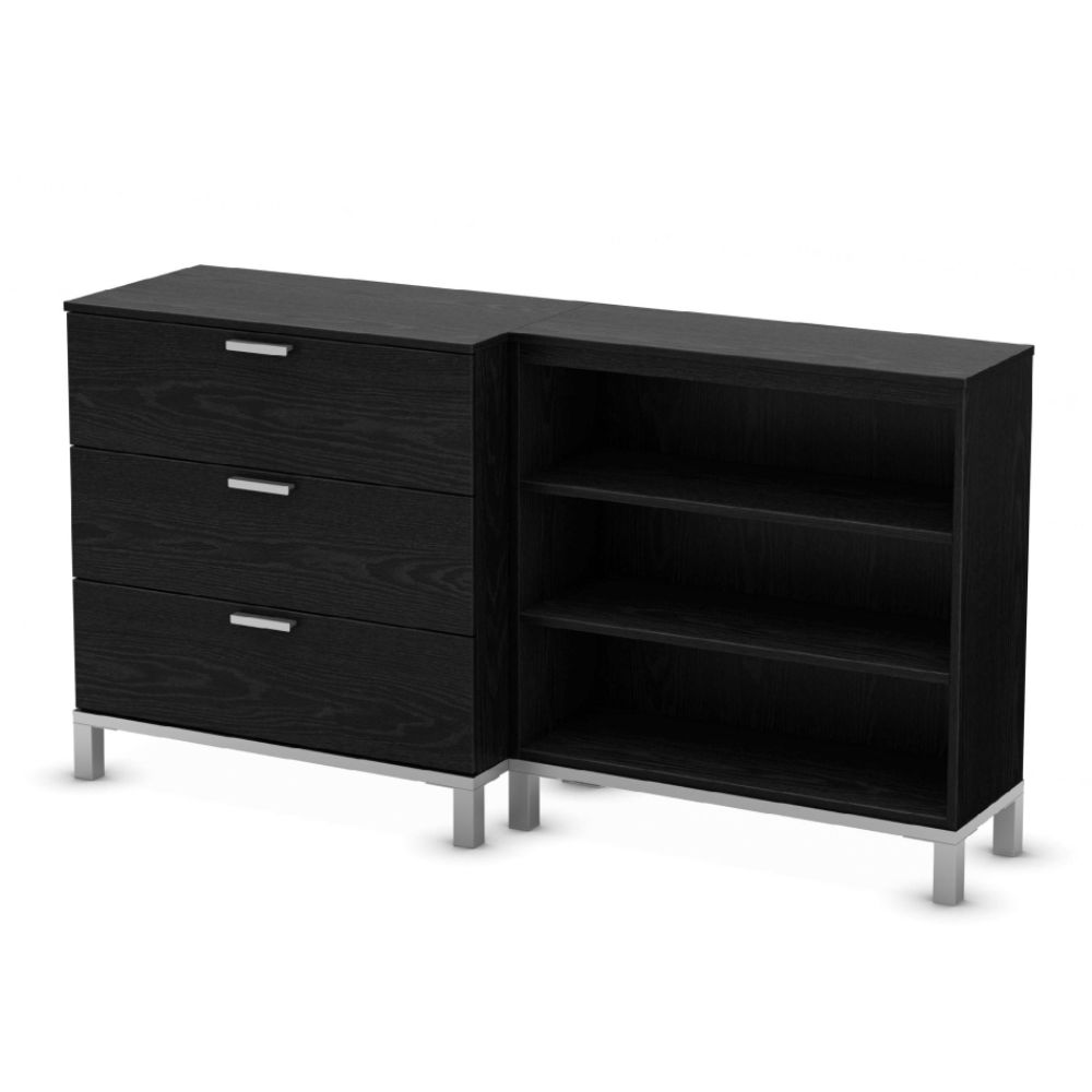 South Shore Flexible Collection 3 Drawer 3 Shelf Storage Unit Black