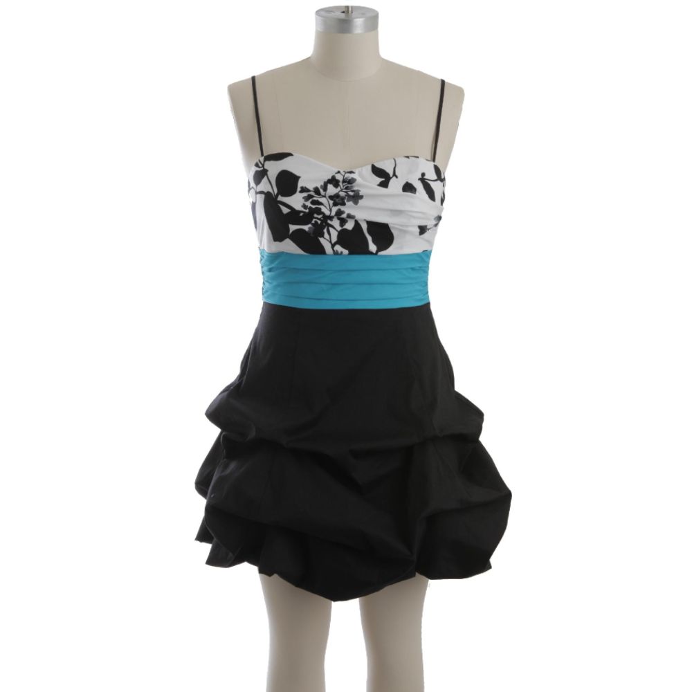 Speechless Junior's Dress Social Spaghetti Strap Hike-up Black/Turquoise at Sears.com