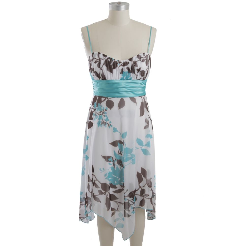 Speechless Junior’s Dress Spaghetti Strap Social Leaf Floral Hanky Hem Blue/Brown at Sears.com