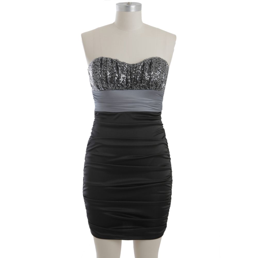 Speechless Junior’s Dress Strapless Prom Sequined Ruched Black/Silver at Sears.com