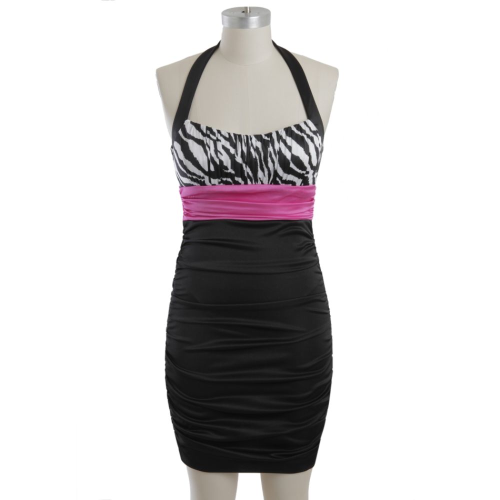 Speechless Junior’s Dress Halter Top Prom Animal Print Ruched Black at Sears.com