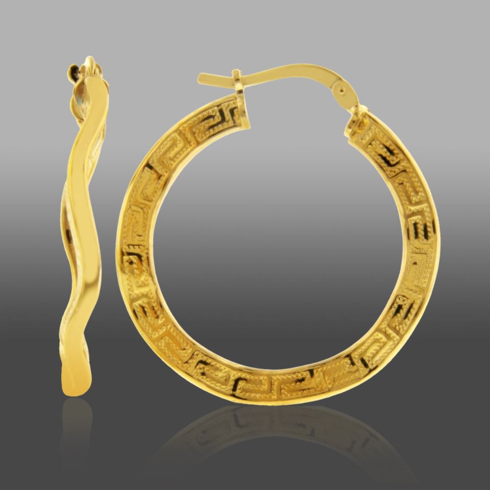 Gold Over Bronze Greek Key Hoop Earrings at Sears.com