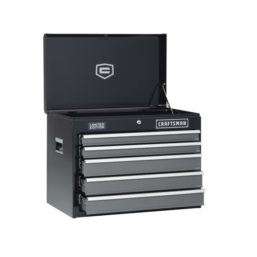 Craftsman 26" Wide 5-Drawer Heavy-Duty Ball-Bearing Top Chest - Black/Platinum at Sears.com