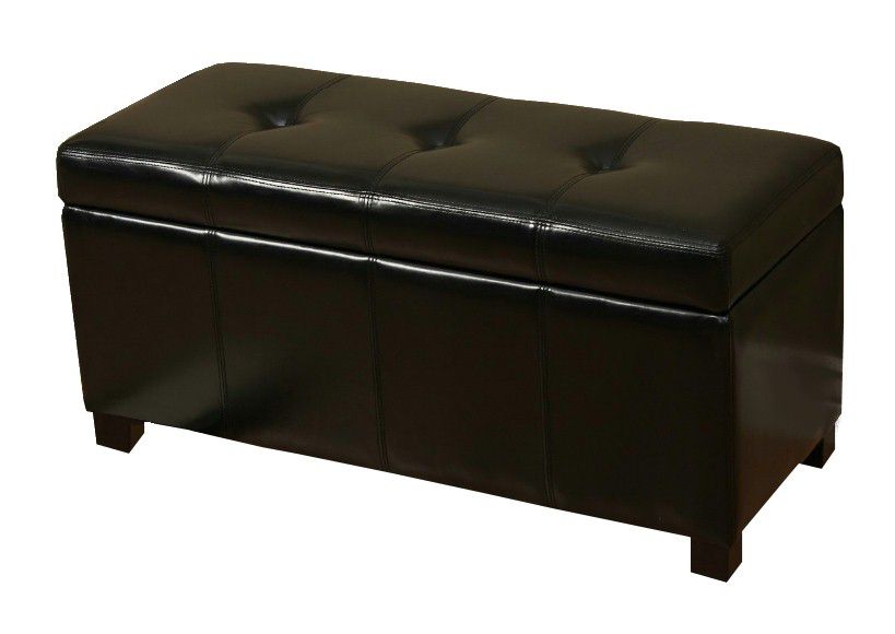Warehouse of Tiffany Ariel Black Leather Storage Bench at Sears.com