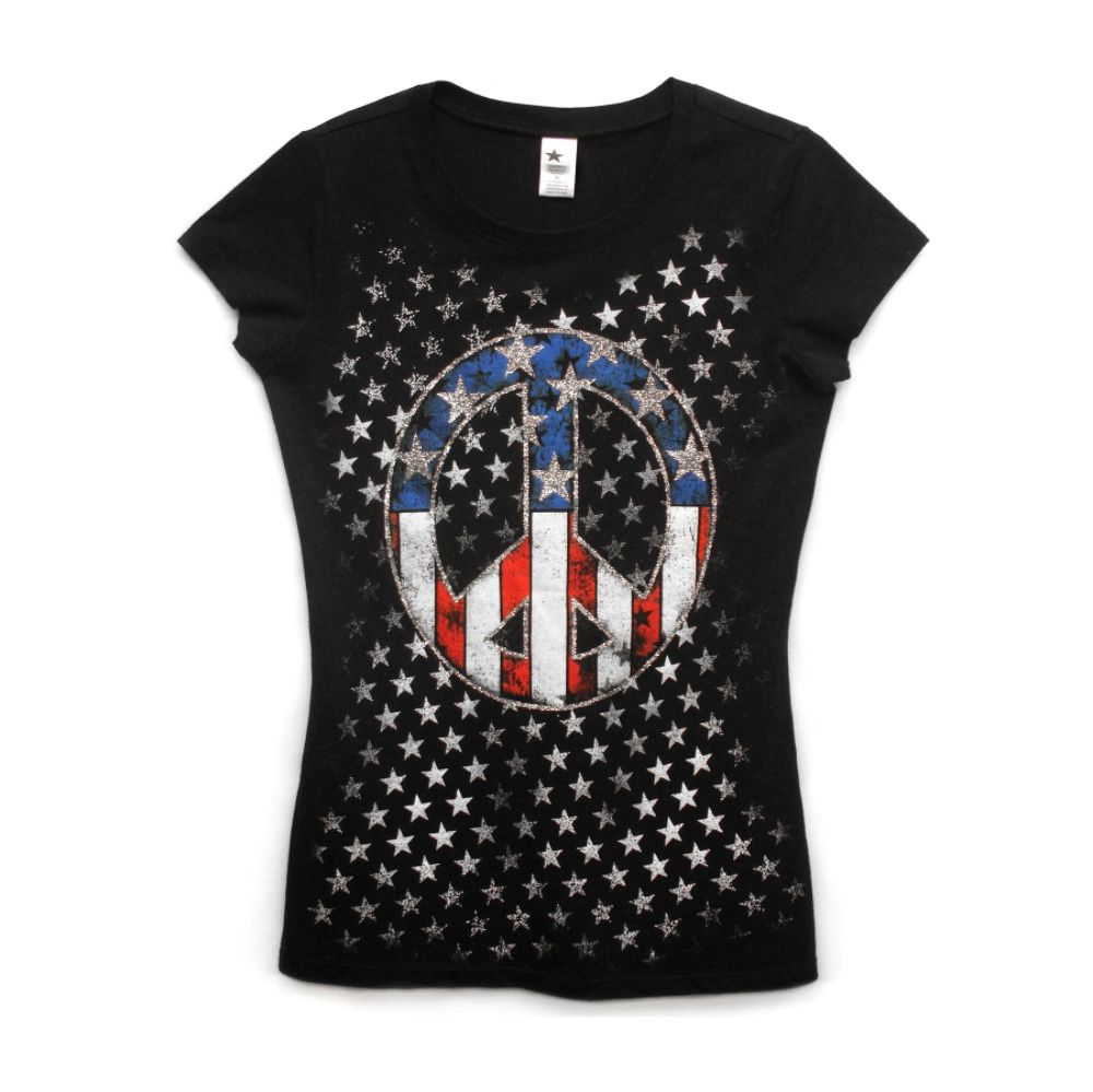 Junior’s Tops Stars & Stripes Graphic Tee Short Sleeve Black at Kmart.com