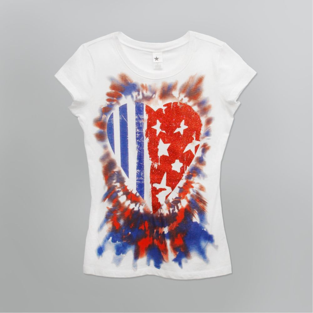 Junior’s Plus Tops Flag Heart Graphic Tee Short Sleeve White at Kmart.com