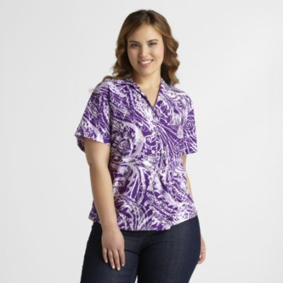 Gloria Vanderbilt Casuals Women’s Plus Poppy Floral Print Camp Shirt at Sears.com