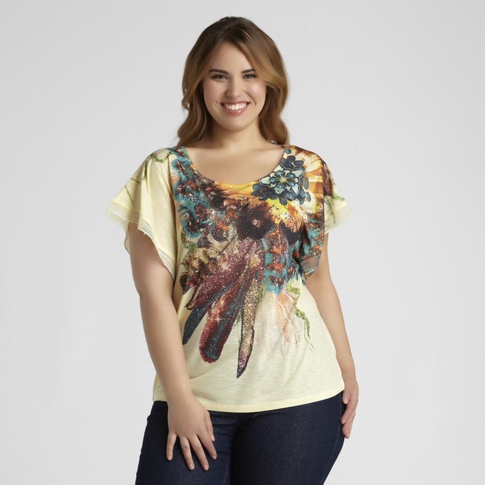 Live and Let Live Women's Plus Crocheted Sleeve Top at Sears.com