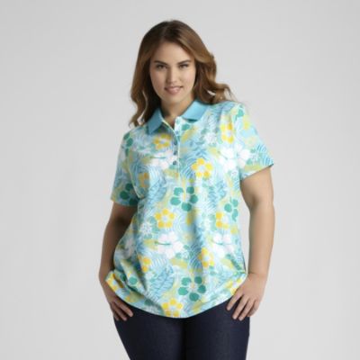 Laura Scott Women's Short Sleeve Floral Polo Shirt at Sears.com