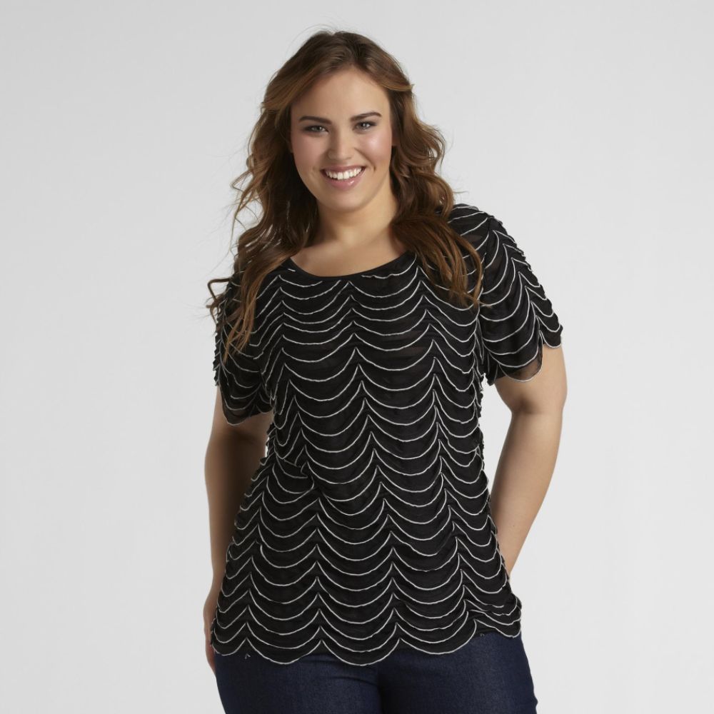 Notations Women's Plus Eyelash Ruffled Top at Sears.com