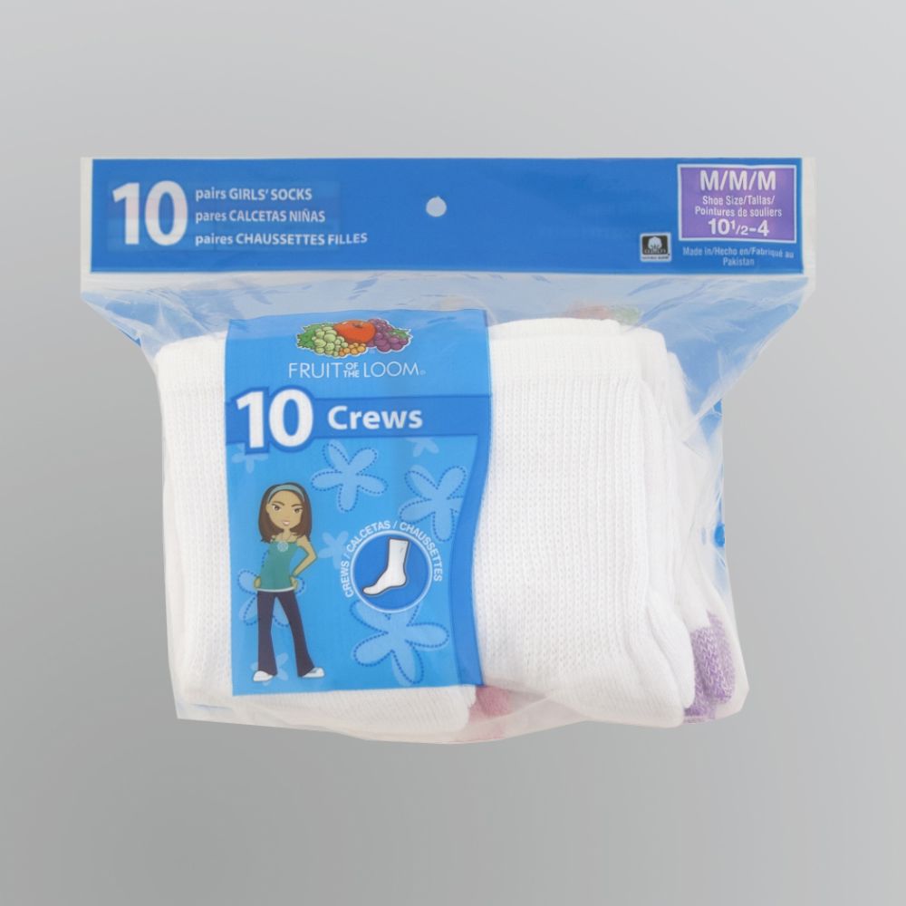 Fruit of the Loom Girls Crew Medium Socks - 10 Pair at Kmart.com