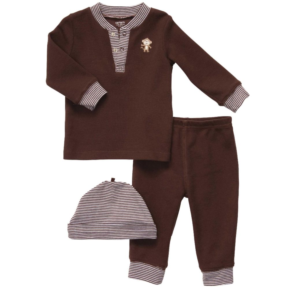 Carters Infant Set 3pc Brown Monkey with Cap Cotton-Blend at Sears.com