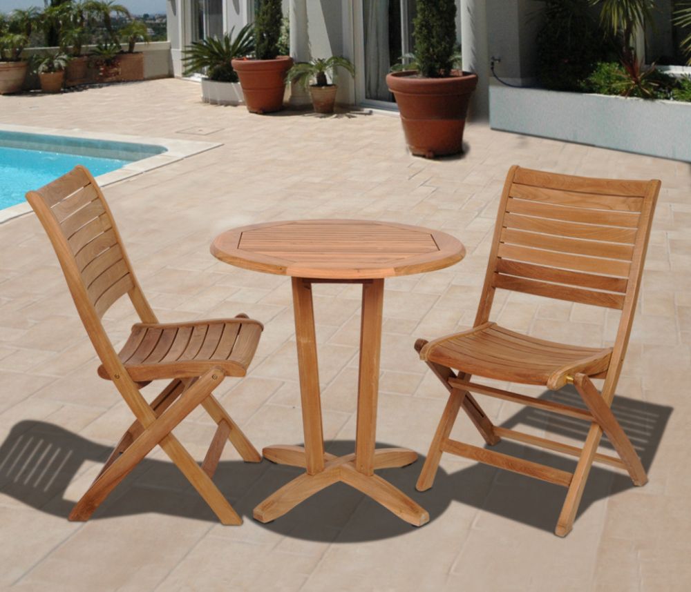 Cabana 3pc Round Teak Patio Dining Set
