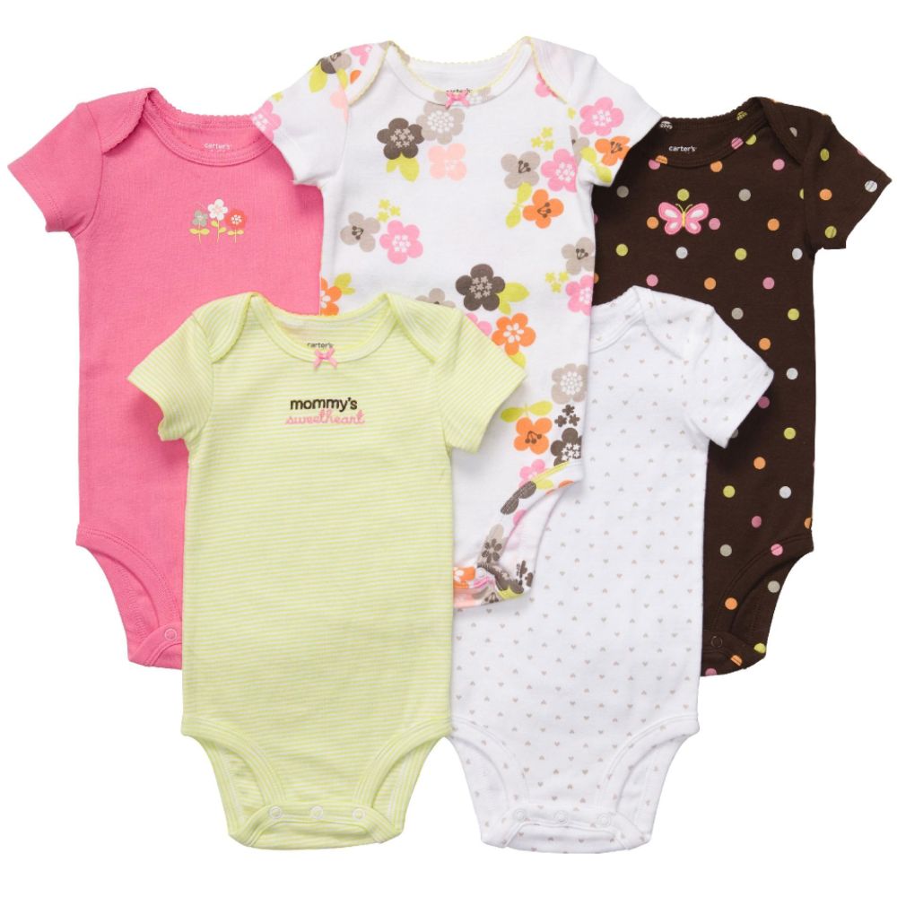 Carters Newborn Girls’ Set 5pc Bodysuit Brown Floral at Sears.com