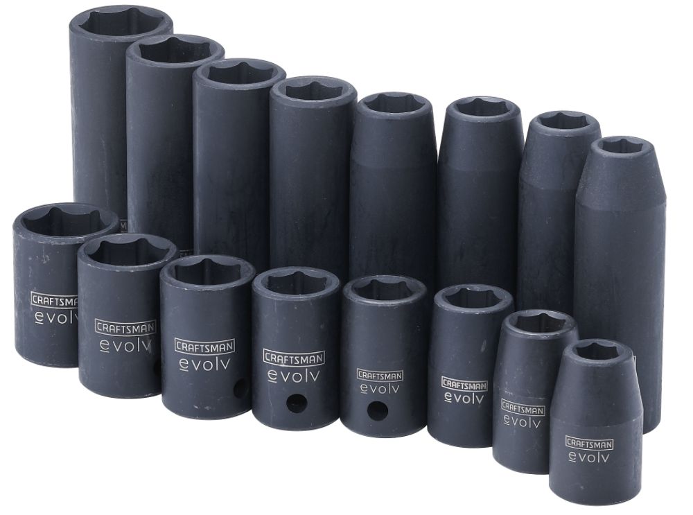 1/2-Inch Drive, 16-pc. Standard/Deep Impact Socket Set, Metric