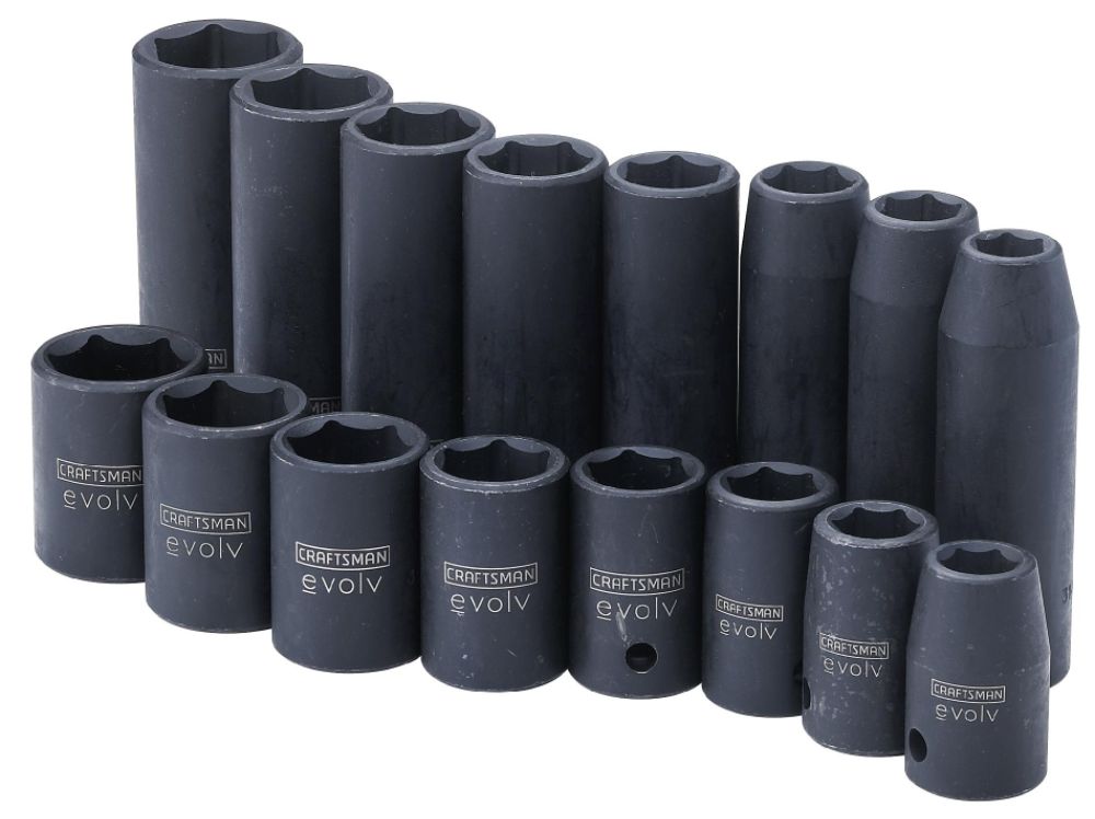 Craftsman Evolv&nbsp; 1/2-Inch Drive, 16-pc. Standard/Deep Impact Socket