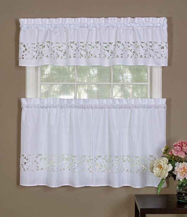 Contessa Tier & Valance Set 58x24- Available in White and Ivory at Kmart.com