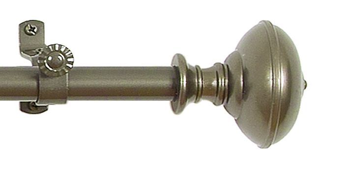 Buono II Othello Telescoping 3/4 inch Drapery Rod & Finial Set 28 inch - 48 inch - Pewter