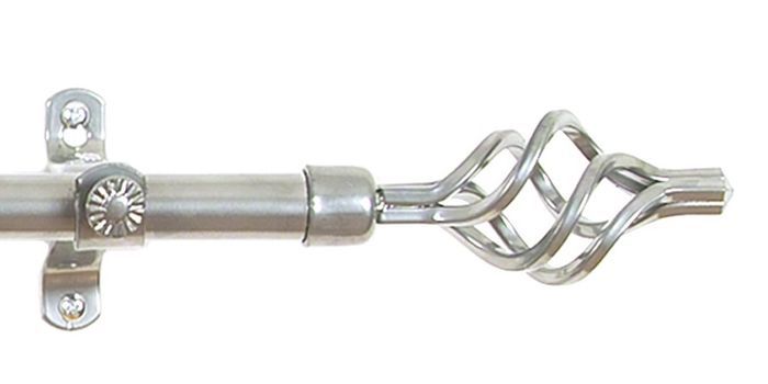 Metallo Lexus Telescoping 3/4 inch Drapery Rod & Finial Set 28 inch - 48 inch - Silver