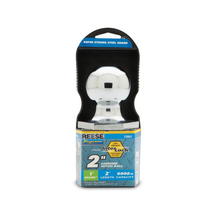 Reese Towpower Chrome Interlock Trailer Hitch Ball 2-Inch Ball 1/2-Inch x 1 1/2-Inch Shank